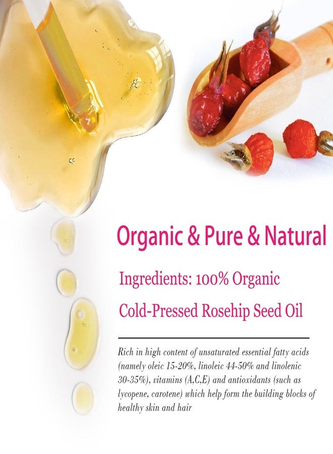 MMPANG Organic Rosehip Seed Oil for Face, USDA Certified, Cold Pressed, Unrefined, 100% Pure Natural Rose Hip Oil (1oz / 30ml) for Anti-Aging, Acne Scar Treatment, Skin & Hair Care, Gua Sha Massage - Image 2
